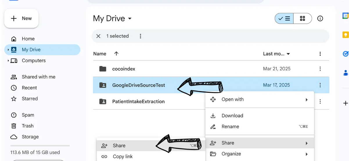 Create a new folder in Google Drive
