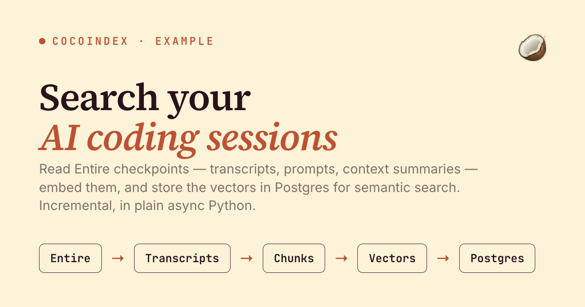 Search your AI coding sessions with CocoIndex V1