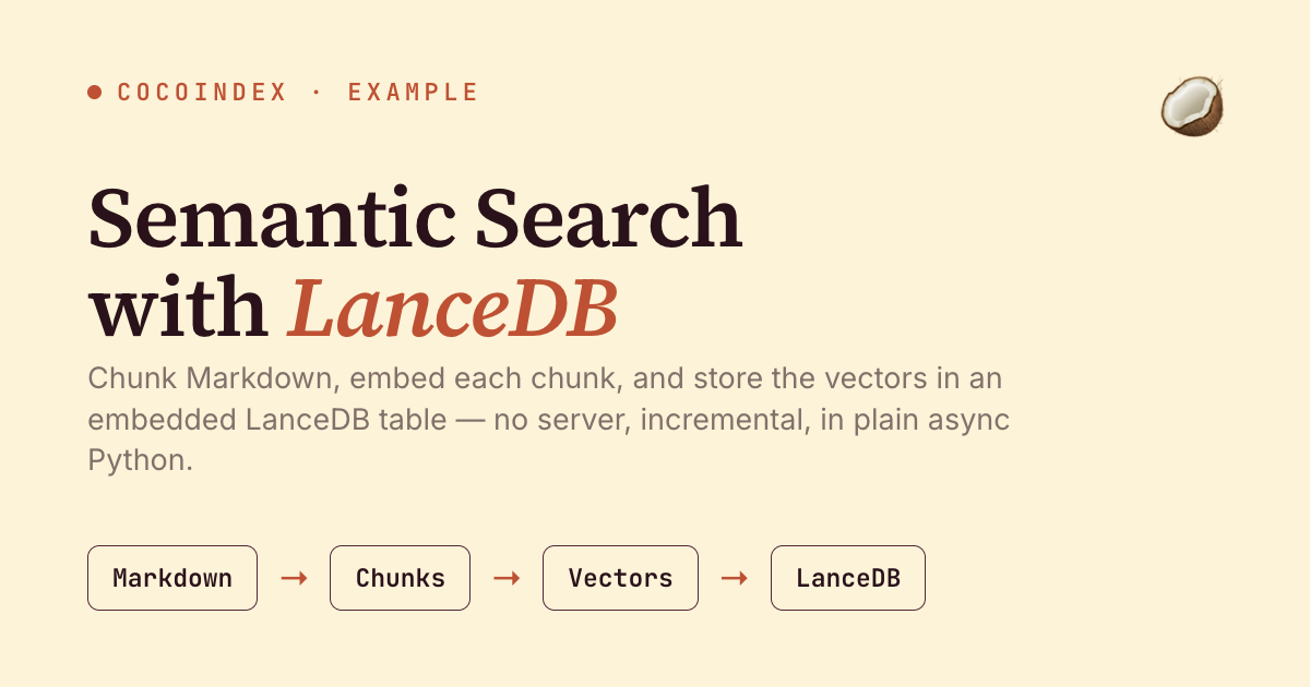 Semantic Search with LanceDB and CocoIndex V1