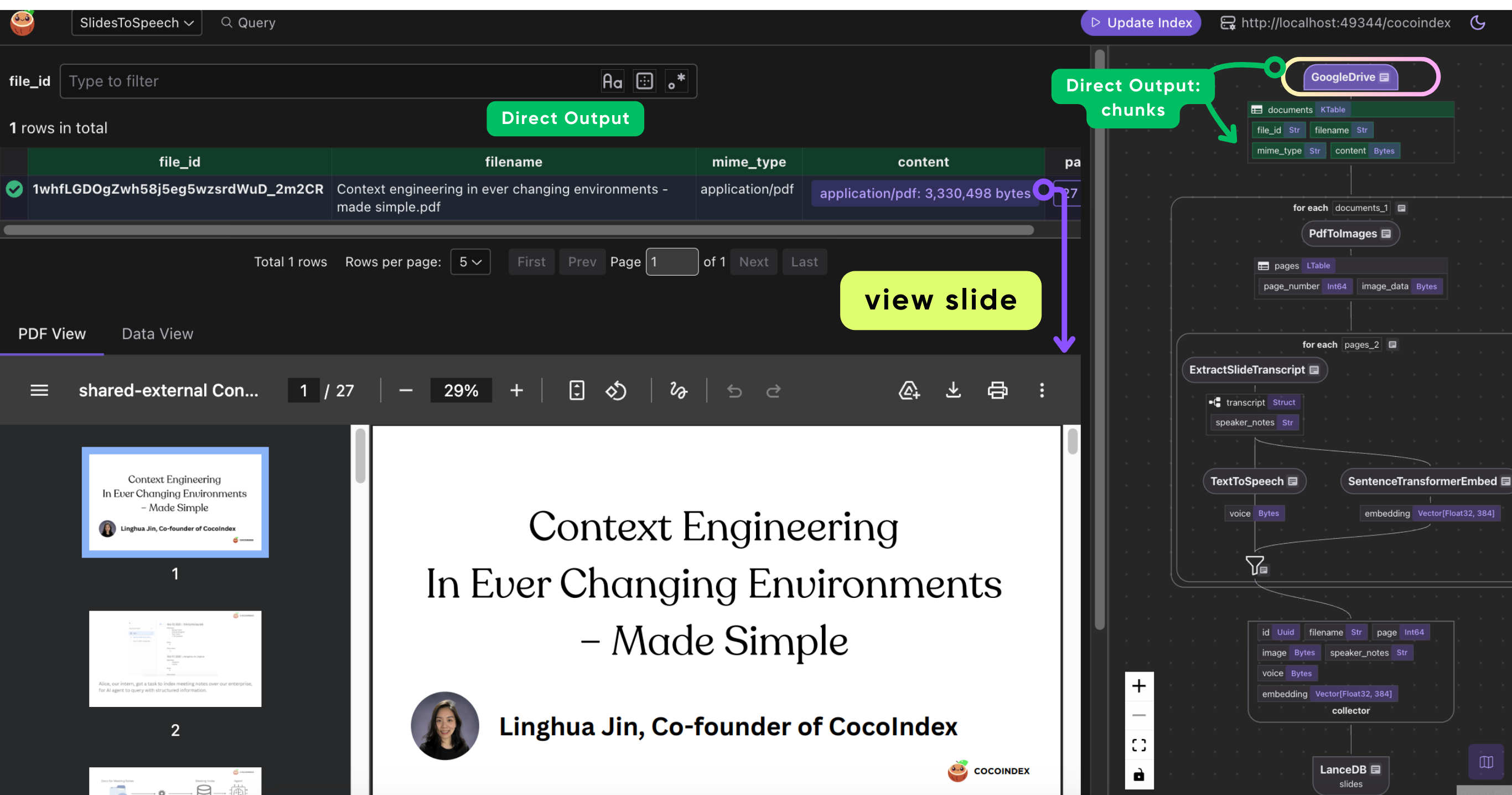 CocoInsight Slide View