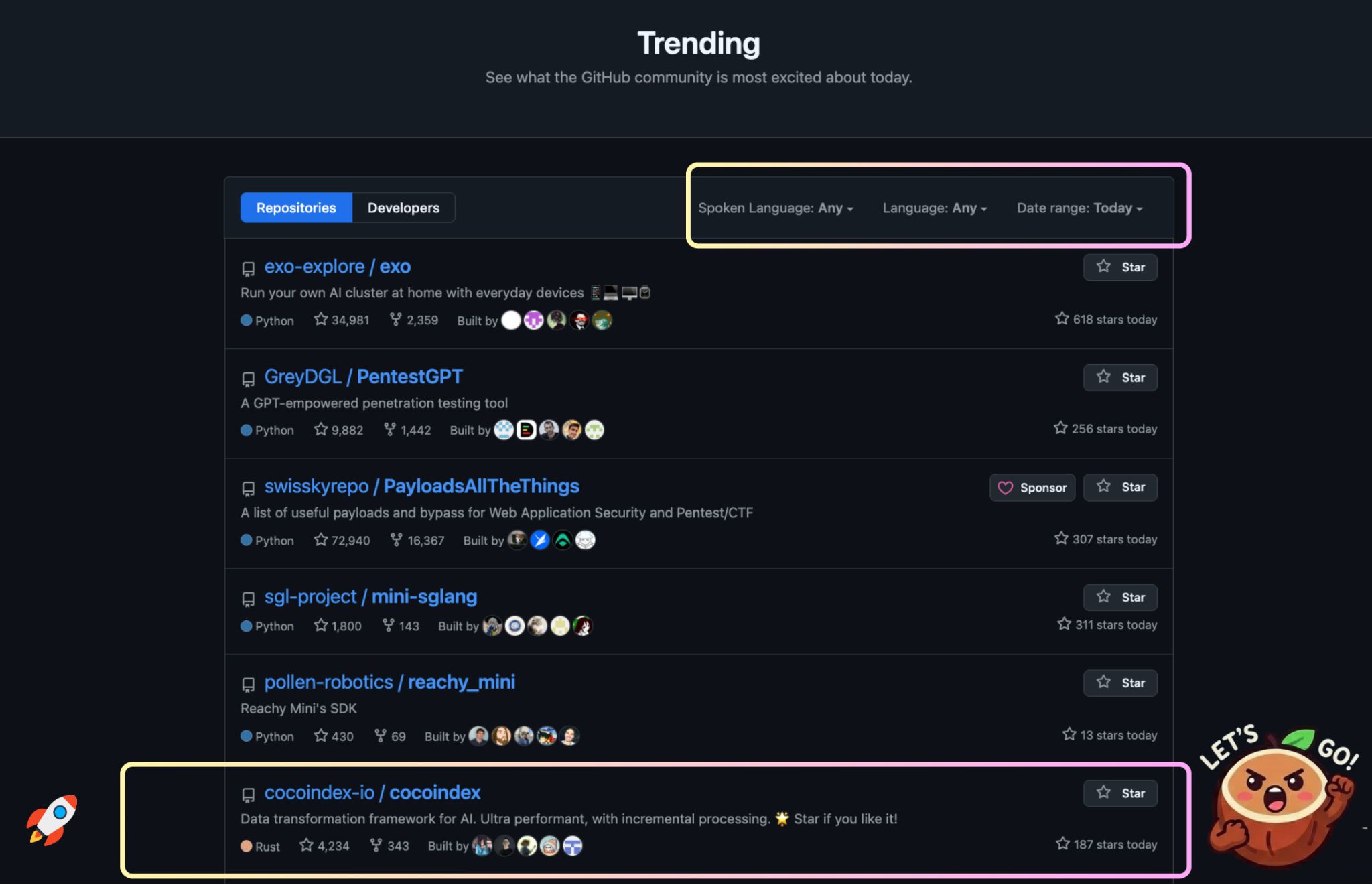 GitHub Trending - All Languages