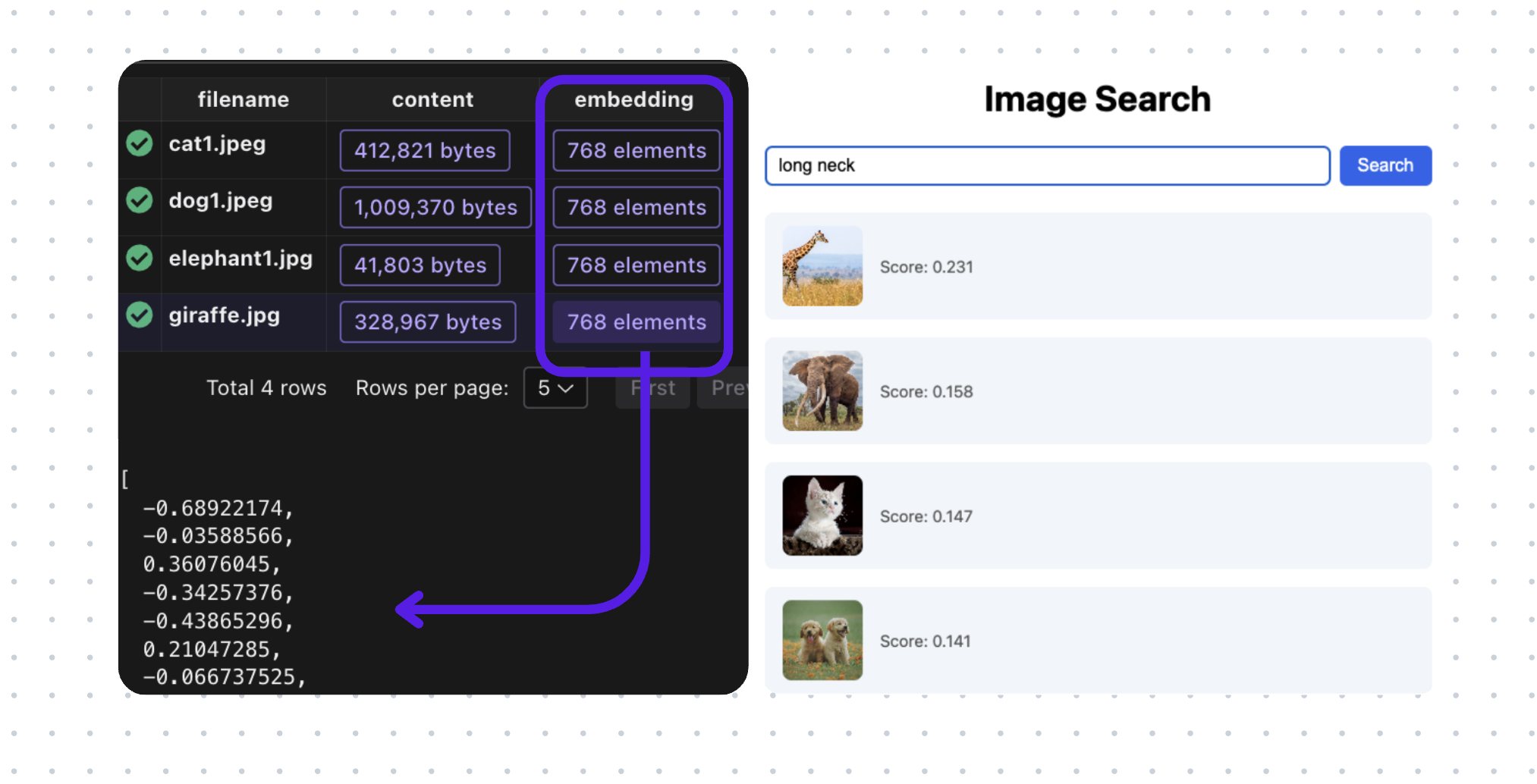 Build live image search with vision model