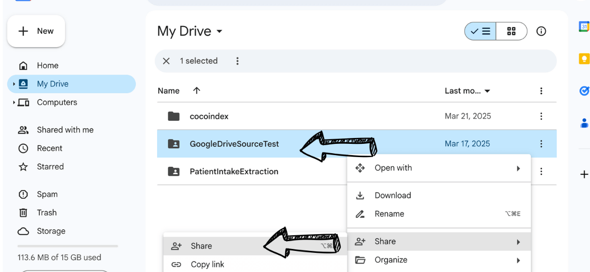 Create a new folder in Google Drive